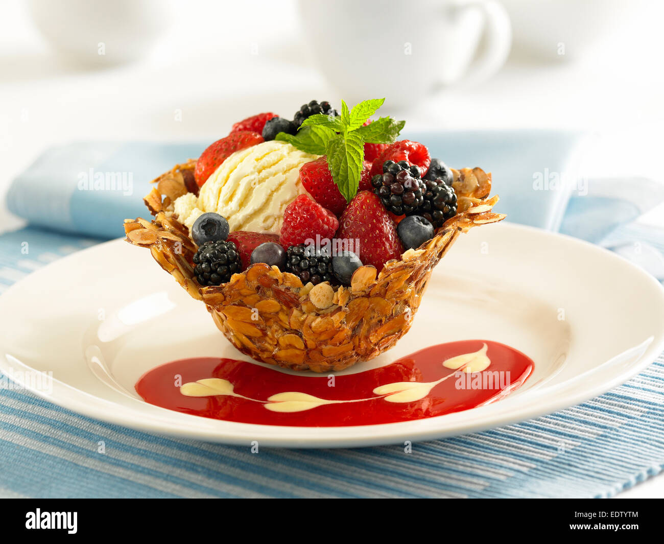 Berry and Ice Cream Tostada`` Stock Photo